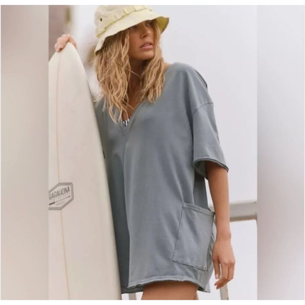 FP Movement Free People Summer Storm Pale Blue Oversized Tunic Dress S/P
